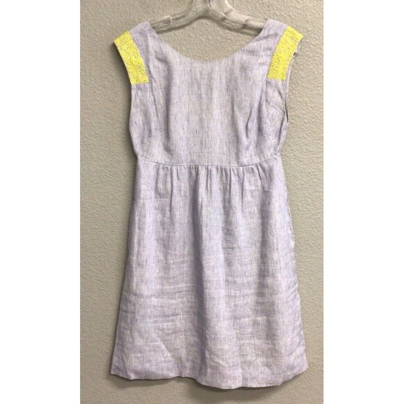 J. Crew Dress Linen White Blue Stripe Shift Women’s Size 2 Sleeveless Summer - Picture 2 of 12